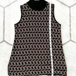 Chico's Black/Gold Geometric-Print Jacquard Mock Neck Sleeveless Top Photo 3