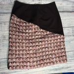 Per Se Tweed Skirt Brown Pink Bouclé Textured Zip Hem Lined Wool 0 Photo 2