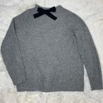 J.Crew  Gray Sweater Black Bow Detail Classic Coquette Soft Classic Pullover Small Photo 0