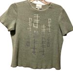 RARE 90’s KD Spring Blouse Popover Top Abstract Pullover Shirt S/M Stretch Green Size M Photo 0