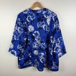 Isaac Mizrahi  Live! Floral Quilted Kimono Jacket Size 1X Blue Open Front Boho‎ Photo 2