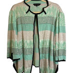 Ming Wang  Sweater Women's Size‎ 3X Knit Cardigan Green Black White Photo 0