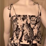 Farm Rio  Black/White POPLIN BEADED TROPICAL CELESTIAL SUNS MIDI DRESS M Photo 3