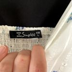 Simplee Apparel Simplee white and blue floral sundress cutouts ruched back v-neck maxi length L Photo 2