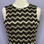 Betsy and Adam Black / Silver Chevron Striped Sleeveless Cocktail Dress Size 8 Photo 3