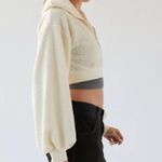 BDG New Leaf Quarter-Zip Cropped Sweatshirt NWT Size M - Ivory Photo 2