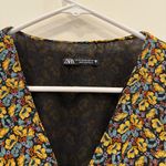 ZARA  Floral Multicolor Long Sleeve Surplice Dress Size XS Photo 5