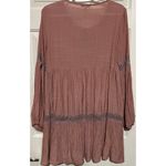 JODIFL  Women's Blush/Pink V-Neck Tie Embroidered Long Sleeve Tunic Blouse Size M Photo 1