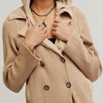 Free People  FP One Longline Waffle Knit Landon Jacket Trench Coat in Sand XL NWT Photo 1