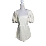 frame denim Nina Puff Sleeve Leather Mini Dress Bone Womens Size Large Photo 2