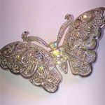 Sparkling CZ Rhinestone Vintage Butterfly Boho Brooch Silver Photo 0