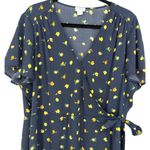 J.Crew Womens Short Sleeve Drapey Twill Lemon Print Wrap Dress Size 20 Novelty Photo 4