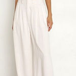 Z Supply  High Rise Wide Leg Farrah Linen Blend Pants Trousers Cream Ivory Small Photo 0
