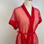 Frederick's of Hollywood Vintage Fredrick's of Hollywood Red Sheer Nylon Robe Lingerie Photo 1