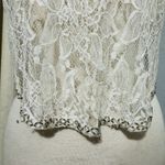 Foreign Exchange  Y2K Ivory Beaded Lace Cropped Floral Fairy Tank Top Sz Small Photo 2