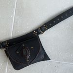 NWT Handmade Leather Gemstone Waist Belt Bag Black Photo 7