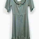 Vintage 1970s/1980s Embroidered Midi‎ Dress Women Size Medium/Large Blue Boho Photo 0