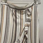 Cream and Brown Asymmetrical Wrap Midi Skirt Size XL Photo 3