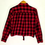 Madewell Women’s Sasha Red and Black Buffalo Check Tie Front Flannel Shirt Large Photo 7