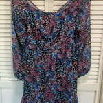 Rewind  Floral Sheer Dress Lined‎ Midi Long Sleeve Tie Back Size Medium Photo 0