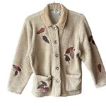 VTG teddi Embroidered Fall inspired Button up Sherpa style jacket. L Size L Photo 0
