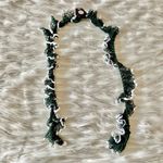 Vintage Y2K Crochet Green White Scarf Photo 3