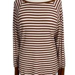 Kori America Burnt Orange White Stripe Knit Round Neck Long Sleeves S Photo 0