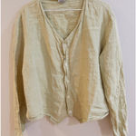 CP Shades  Sausalito Linen Cardigan Button Up V Neck Light Celery Green Size L Photo 0
