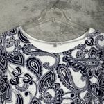 Robbie Bee Dress Paisley Print Side Tie Boho Casual Office White Blue XL Petite Photo 3