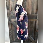 SheIn  Shirt Dress Floral Rose Pattern Short Sleeve V-Neck‎ Mini Length Navy M Photo 3