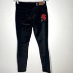 Johnny Was NEW Black Velvet Embroidered Skinny Jeans sz 28 Photo 1
