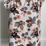 Loft • White Marigold Burgundy Floral Print Women's Top Photo 0