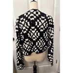 Elan  Kylee Macrame Crochet Cropped Cardigan in Black/White, S Photo 6