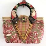 Mary Frances Vintage Oriental Print Beaded Gem Handle Bag VTG Green Photo 0