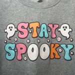Stay Spooky Halloween Ghost Sweatshirt Gray Crewneck Pullover Large Cozy Fall L Photo 2