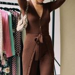 Rouje Marielle Merino Wool Ribbed Button Front Midi Dress Duster Cardigan 34/US2 Brown Size XS Photo 2
