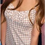 Moa Moa Boutique Plaid Mini Sundress Tan & Cream Size Medium Photo 3