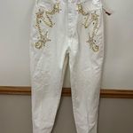NWT Vintage 80s Country Western Metallic Gold Mom Jeans Size 10 White Photo 2