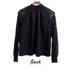 Ultra Pink  Black Lace Overlay Mock Neck Long Sleeve Blouse Size Large Whimsigoth Photo 3