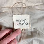 Thread & Supply Faux Suede Moto Jacket Women’s Small Nude Tan Ribbed Panels Zip Photo 12