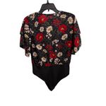 Boohoo Floral Print Bodysuit Women’s US 10 Black Red Daisy Rose Festival Y2K Photo 3