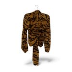 Dolce & Gabbana Sheer Silk Tiger-Print Bow Chiffon Blouse (Size Approx S) RARE Photo 5