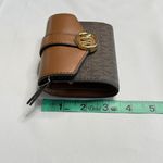 Michael Kors Signature Monogram Gold Logo Brown and Tan Wallet New Photo 4