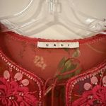 CAbi  Floral Silk Embroidered Tunic Top Blouse Women's Large Orange Boho Dainty Photo 2