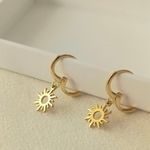 Sun dangle drop earrings for women Gold Photo 2