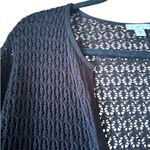 J. Jill Open front crochet weeve black cotton blend S cardigan gothic Photo 3