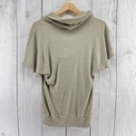 Converse  SMALL Cream Khaki Cowl Neck Knit Top Short Sleeve Blouse Photo 1