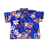 Lipslide Medium Royal Blue Floral Button Up Shirt Tropical Resort City Chic Orange Photo 8