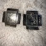 925 Sterling Silver Vintage Tribal Cross Engraved Earrings Navajo Western Concho Photo 1