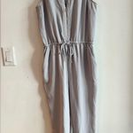 Charming Charlie  Gray Sleeveless Jumpsuit Size S Drawstring Waist Casual Chic Photo 7